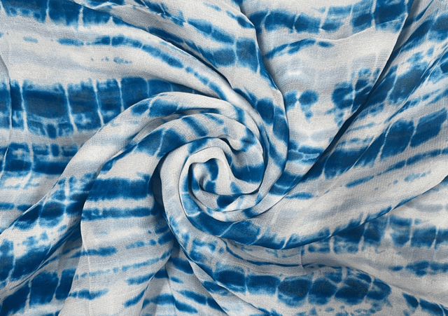 Georgette White Blue Abstract