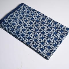 Blue Colour Daboo Leaf Printed Fabric