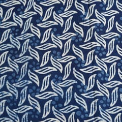 Blue Colour Daboo Leaf Printed Fabric