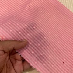 Peach Colour Cotton Dobby Strips Fabric
