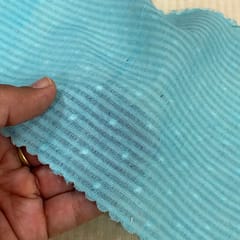 Firozi Colour Cotton Dobby Strips Fabric