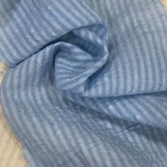 Blue Colour Cotton Dobby Strips Fabric