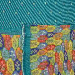 Sea green Colour Embroiderd Georgette Pleated Printed Fabric with Green Border