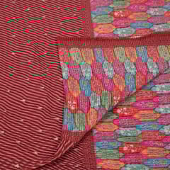 Maroon Colour Embroiderd Georgette Pleated Printed Fabric with Green Border