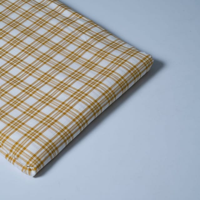 Yellow Colour Cotton Yarn Dyed Check Fabric