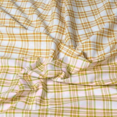 Yellow Colour Cotton Yarn Dyed Check Fabric