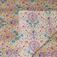 Lemon Colour Dupion Silk Printed Embroidery Fabric