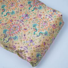 Lemon Colour Dupion Silk Printed Embroidery Fabric