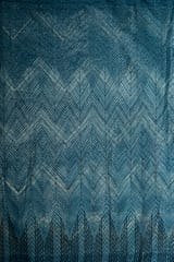 Blue Colour Gota Embroidery Digital Printed Organza Fabric