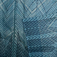 Blue Colour Gota Embroidery Digital Printed Organza Fabric