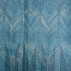 Blue Colour Gota Embroidery Digital Printed Organza Fabric