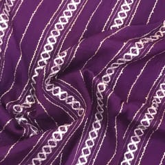 Purple Colour Chinon Chiffon With Gota Embroidered Fabric