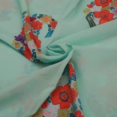 Sea Green Poly Georgette Digital Print