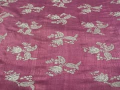 Dyed Embroidered Pure Raw Silk Rouge Golden Floral