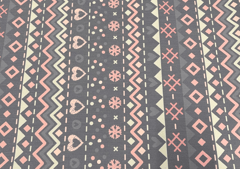 Denim Lycra Grey Light Pink Geometric