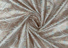 Embroidered Dupion Silk Peach Floral