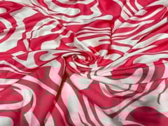 Armani Satin Lycra Pink White Abstract