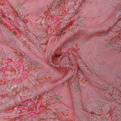 Pink Colour Muslin Embridery with print