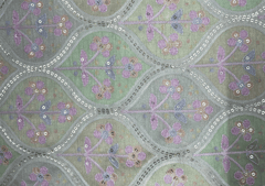 Embroidered Dupion Silk Pista Green Floral