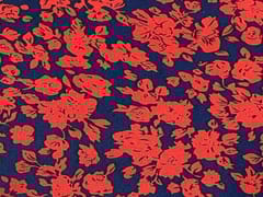 Printed Crepe Navy Blue Red Floral