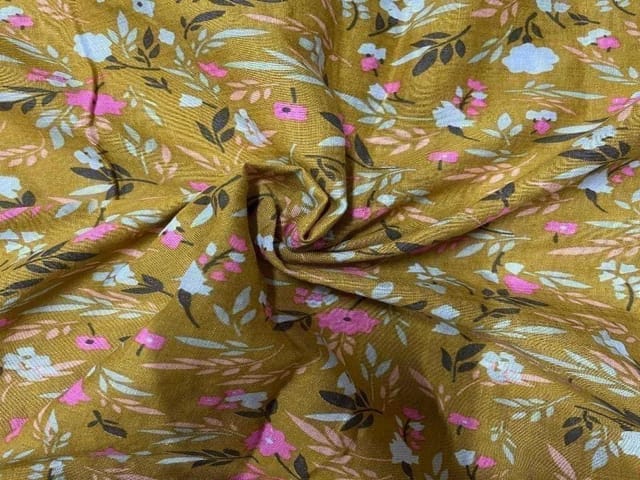Printed Cotton Mustard Floral