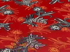 Printed Crepe Red White Flowers