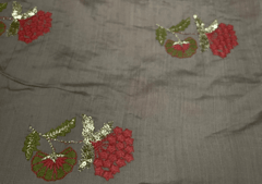 Embroidered Cotton Brown Red Floral