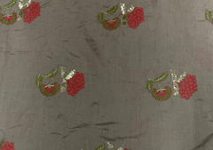 Embroidered Cotton Brown Red Floral