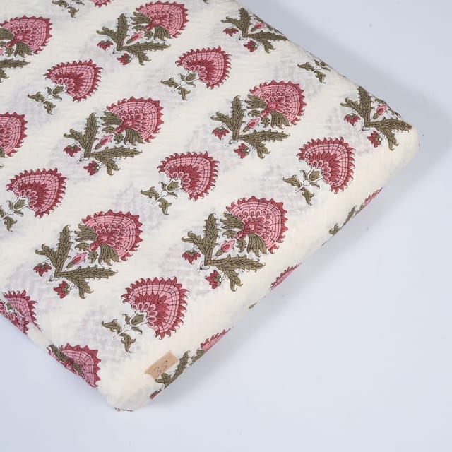 Cream Colour Cotton Dobby Print