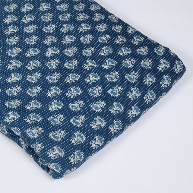 Blue Colour Cotton Kantha Print