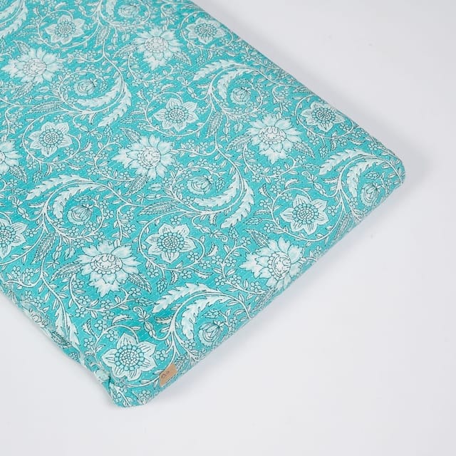 Firozi Colour Cotton Cambric Print