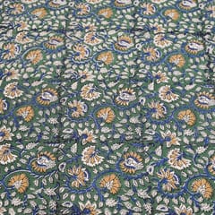 Green Colour traditional Bagru Printed Fabric