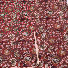 Maroon Colour traditional Bagru Printed Fabric