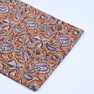 Mustard Colour traditional Bagru Printed Fabric