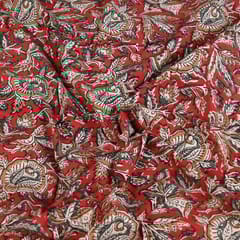 Red Colour traditional Bagru Printed Fabric