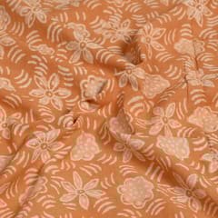 Yellow Colour Daboo floral Printed Fabric