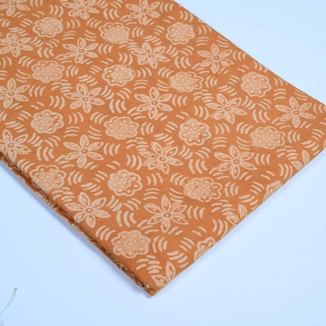 Yellow Colour Daboo floral Printed Fabric