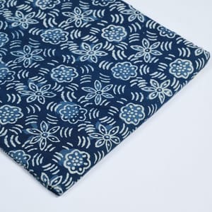 Indigo Blue Colour Daboo floral Printed Fabric