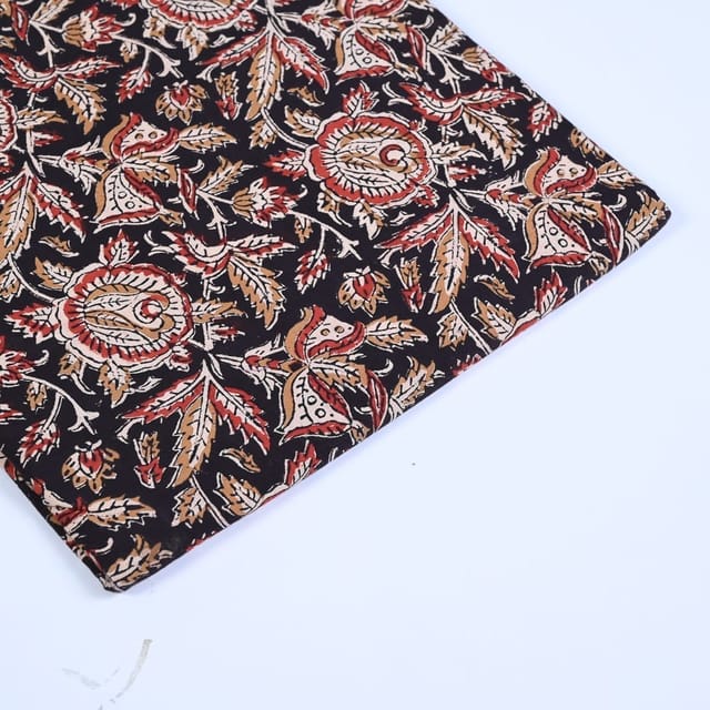 Black Colour traditional Bagru Printed Fabric