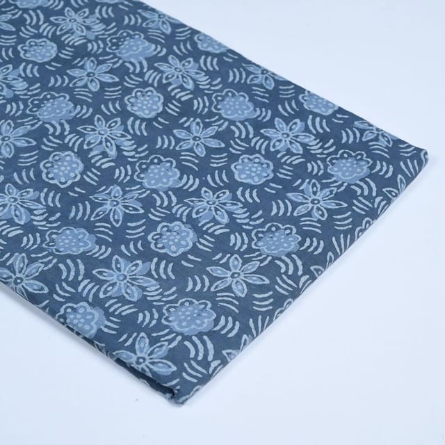 Gray Colour Daboo floral Printed Fabric