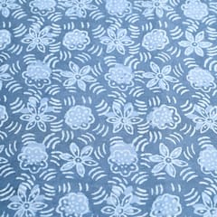 Gray Colour Daboo floral Printed Fabric