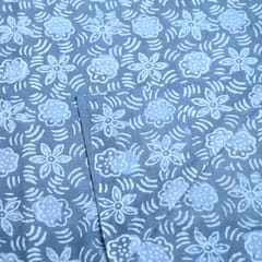 Gray Colour Daboo floral Printed Fabric