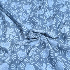 Gray Colour Daboo floral Printed Fabric
