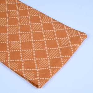 Yellow Colour Daboo goemetric Printed Fabric