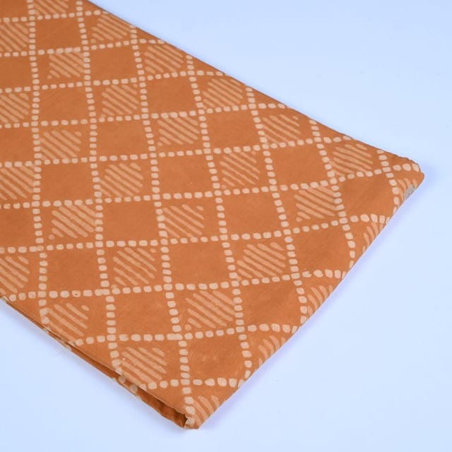 Yellow Colour Daboo goemetric Printed Fabric