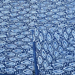 Indigo Blue Colour Daboo Leaf Printed Fabric