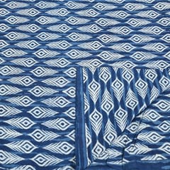 Indigo Blue Colour Daboo Printed Fabric