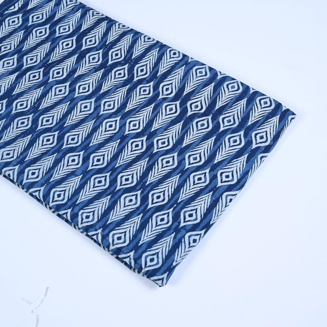 Indigo Blue Colour Daboo Printed Fabric
