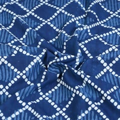 Indigo Blue Colour Daboo goemetric Printed Fabric
