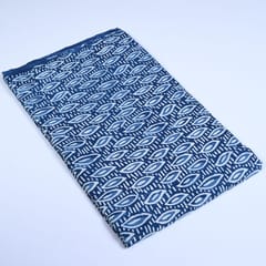 Indigo Blue Colour Daboo Leaf Printed Fabric